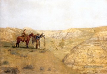 cow boys dans les mauvaises terres 1888 Peinture à l'huile